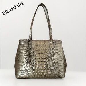 NWT Brahmin Medium Julian Espresso Ombre Melbourne Croc-Embossed‎ Leather Tote